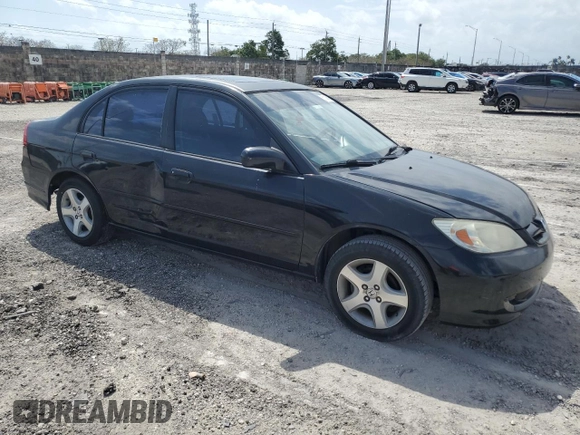 2004 Honda Civic EX with VIN 2HGES26774H632688, listed as a Copart auction lot 51146415 with 186,522 mi miles and Salvage Title. Bid and sale history available at DreamBid. Image 4.