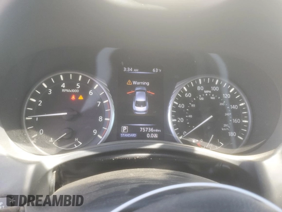 2018 Infiniti Q50 3.0t LUXE with VIN JN1EV7APXJM590653, listed as a Copart auction lot 50197665 with 75,736 mi miles and Salvage Title. Bid and sale history available at carsss.com. Image 9.