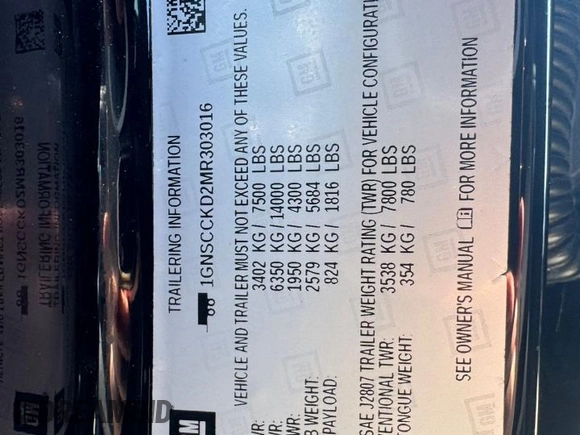 2021 Chevrolet Suburban LT z VIN 1GNSCCKD2MR303016, wystawiony jako Copart lot #57201425 z przebiegiem 244 286 mil mil oraz Czysty tytuł • Clean title. Historia ofert i sprzedaży dostępna na DreamBid. Obrazek 10.