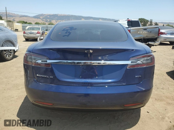 2018 Tesla Model S 75D with VIN 5YJSA1E25JF249743, listed as a Copart auction lot 59636235 with 101,275 mi miles and Salvage title. Bid and sale history available at DreamBid. Image 6.