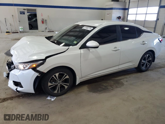 2021 Nissan Sentra SV with VIN 3N1AB8CV1MY296374, listed as a Copart auction lot 51460715 with 37,727 mi miles and Salvage Title. Bid and sale history available at DreamBid. Image 1.