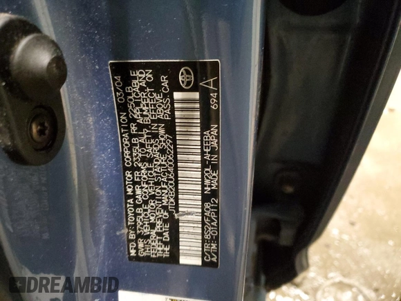 2004 Toyota Prius with VIN JTDKB20U640062297, listed as a Copart auction lot 82599054 with 0 mi miles and Salvage Title. Bid and sale history available at carsss.com. Image 13.
