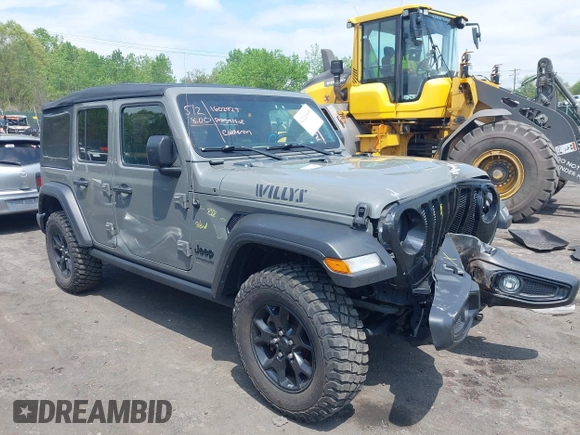2021 Jeep Wrangler Unlimited Willys с VIN 1C4HJXDNXMW815548, выставлен на аукционе IAAI как лот 42226665 с пробегом 55 457 миль миль и . История ставок и продаж доступна на DreamBid. Изображение 1.