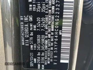 2022 Kia Telluride S z VIN 5XYP64HC0NG223272, wystawiony jako Copart lot #54598795 z przebiegiem 38 048 mil mil oraz Szkody całkowita. Historia ofert i sprzedaży dostępna na DreamBid. Obrazek 13.