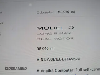 2018 Tesla Model 3 Long Range Battery with VIN 5YJ3E1EB1JF145520, listed as a IAAI auction lot 41360939 with 95,010 mi miles and . Bid and sale history available at DreamBid. Image 15.