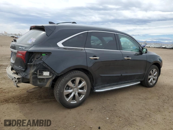 2014 Acura MDX Advance with VIN 5FRYD4H83EB024907, listed as a Copart auction lot 50043875 with 87,528 mi miles and Salvage Title. Bid and sale history available at DreamBid. Image 3.