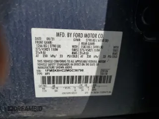 2021 Ford Explorer Platinum z VIN 1FM5K8HC2MGC36798, wystawiony jako Copart lot #60119585 z przebiegiem 70 174 mil mil oraz Szkoda całkowita • Salvage title. Historia ofert i sprzedaży dostępna na DreamBid. Obrazek 13.
