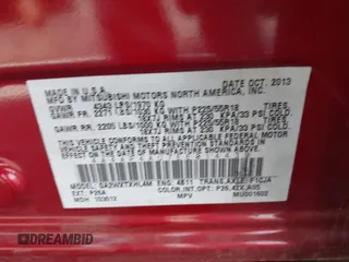 2014 Mitsubishi Outlander SE z VIN 4A4AP4AU7EE014439, wystawiony jako IAAI lot #42026513 z przebiegiem 70 963 mil mil oraz . Historia ofert i sprzedaży dostępna na DreamBid. Obrazek 9.