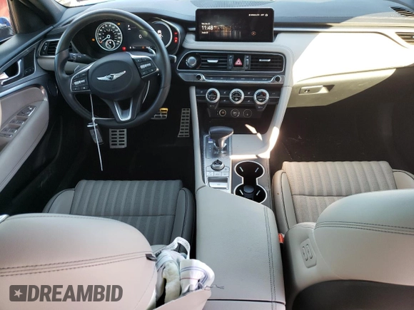 2023 Genesis G70 2.0T with VIN KMTG34TA6PU113019, listed as a Copart auction lot 81570454 with 15,421 mi miles and Salvage Title. Bid and sale history available at DreamBid. Image 8.