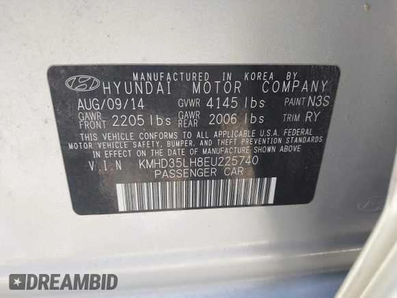2014 Hyundai Elantra с VIN KMHD35LH8EU225740, выставлен на аукционе IAAI как лот 42310573 с пробегом 168 032 миль миль и . История ставок и продаж доступна на DreamBid. Изображение 9.