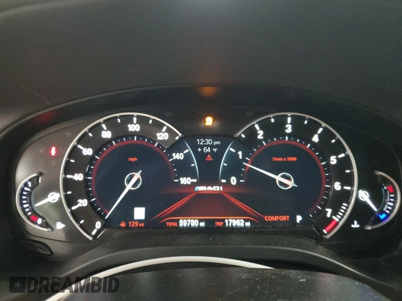 2019 BMW X4 M40i z VIN 5UXUJ5C55KLJ64198, wystawiony jako Copart lot #53028815 z przebiegiem 59 780 mil mil oraz Szkody całkowita. Historia ofert i sprzedaży dostępna na DreamBid. Obrazek 9.