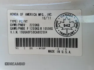 2012 Acura TL Tech Auto with VIN 19UUA9F59CA802004, listed as a Copart auction lot 51081855 with 242,791 mi miles and Clean Title. Bid and sale history available at carsss.com. Image 12.