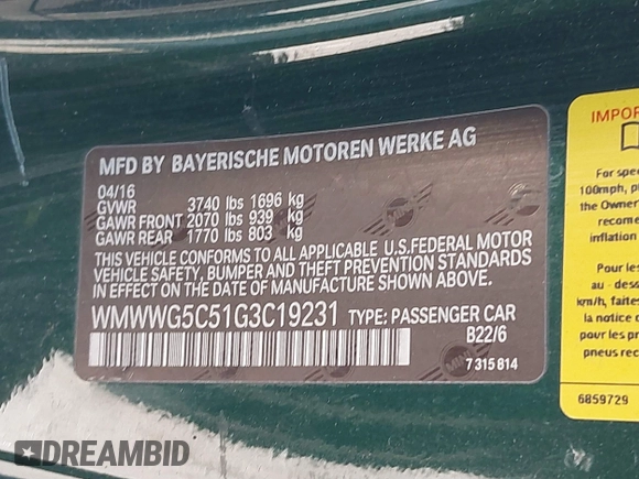 2016 MINI Convertible с VIN WMWWG5C51G3C19231, выставлен на аукционе IAAI как лот 41805261 с пробегом 93 573 миль миль и . История ставок и продаж доступна на DreamBid. Изображение 9.