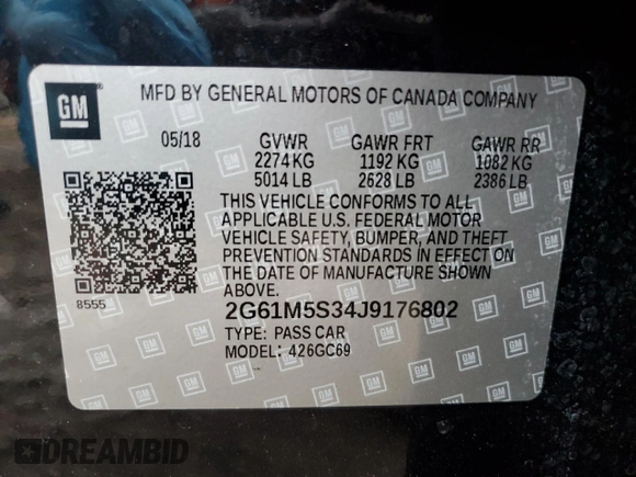 2018 Cadillac XTS Luxury with VIN 2G61M5S34J9176802, listed as a Copart auction lot 84837364 with Not provided miles and Non repairable. Bid and sale history available at DreamBid. Image 13.