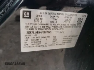 2015 GMC Terrain SLE z VIN 2GKFLWEK4F6261375, wystawiony jako Copart lot #58709925 z przebiegiem 170 367 mil mil oraz Czysty tytuł • Clean title. Historia ofert i sprzedaży dostępna na DreamBid. Obrazek 13.