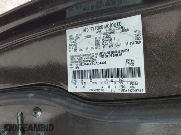 2006 Ford Explorer Eddie Bauer с VIN 1FMEU74EX6UA04305, выставлен на аукционе IAAI как лот 42122372 с пробегом 174 606 миль миль и . История ставок и продаж доступна на DreamBid. Изображение 9.