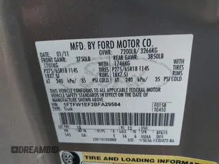 2011 Ford F-150 XL with VIN 1FTFW1EF3BFA29584, listed as a IAAI auction lot 42332223 with 74,283 mi miles and . Bid and sale history available at DreamBid. Image 9.