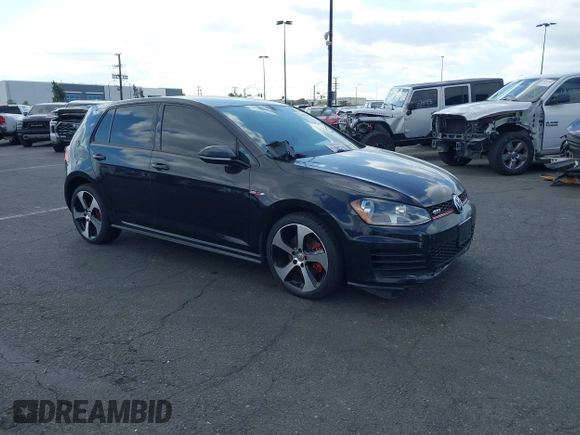 2017 Volkswagen Golf GTI S with VIN 3VW5T7AU7HM061469, listed as a IAAI auction lot 41197640 with 102,387 mi miles. Bid and sale history available at carsss.com. Image 1.