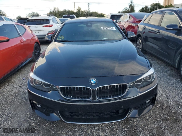 2019 BMW 4 Series 430i with VIN WBA4J1C57KBM18538, listed as a Copart auction lot 77031254 with 58,417 mi miles and Salvage Title. Bid and sale history available at carsss.com. Image 5.