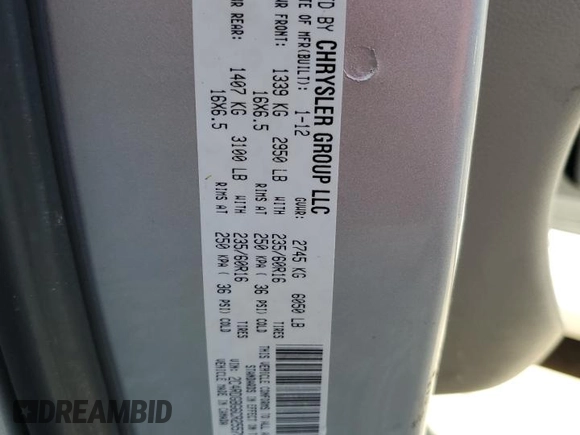 2012 Dodge Grand Caravan SE with VIN 2C4RDGBG6CR255793, listed as a Copart auction lot 41793175 with 221,903 mi miles and Salvage Title. Bid and sale history available at DreamBid. Image 16.