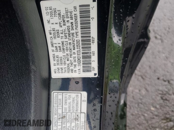 2003 Honda Civic EX with VIN 1HGEM21933L025093, listed as a Copart auction lot 45384705 with 203,105 mi miles and Non Repairable. Bid and sale history available at DreamBid. Image 12.