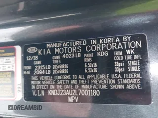 2020 Kia Soul S with VIN KNDJ23AU2L7001180, listed as a IAAI auction lot 41563960 with 72,256 mi miles. Bid and sale history available at carsss.com. Image 9.