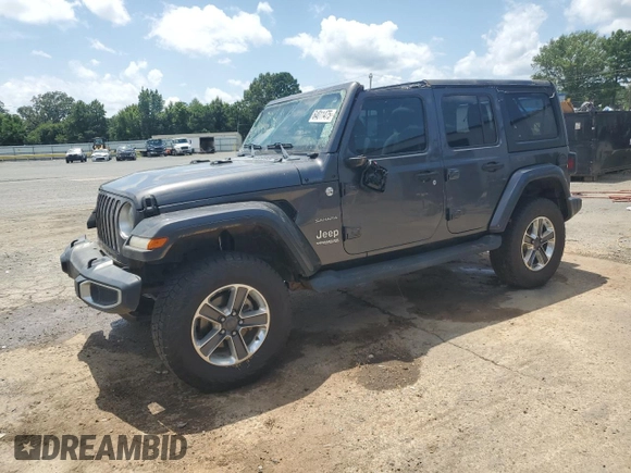 2021 Jeep Wrangler Unlimited Sahara with VIN 1C4HJXENXMW625845, listed as a Copart auction lot 64011475 with 97,505 mi miles and Salvage title. Bid and sale history available at DreamBid. Image 1.
