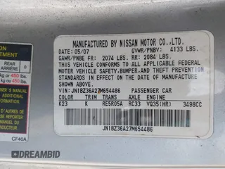 2007 Nissan 350Z Touring with VIN JN1BZ36A27M654486, listed as a IAAI auction lot 41416395 with 132,401 mi miles. Bid and sale history available at carsss.com. Image 9.