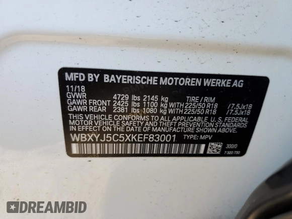 2019 BMW X2 xDrive28i with VIN WBXYJ5C5XKEF83001, listed as a Copart auction lot 39145223 with 20,158 mi miles. Bid and sale history available at carsss.com. Image 13.