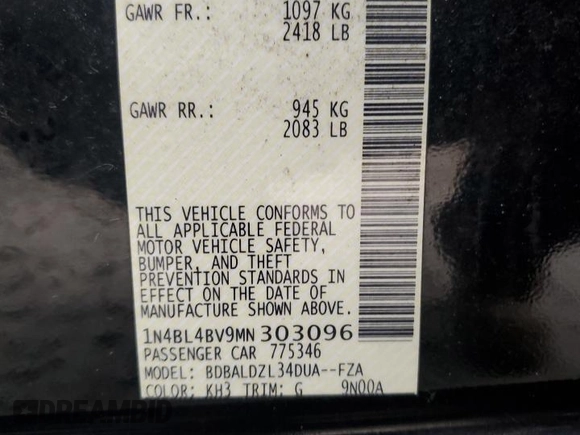 2021 Nissan Altima 2.5 S with VIN 1N4BL4BV9MN303096, listed as a Copart auction lot 81418854 with 111,928 mi miles and Salvage Title. Bid and sale history available at carsss.com. Image 14.