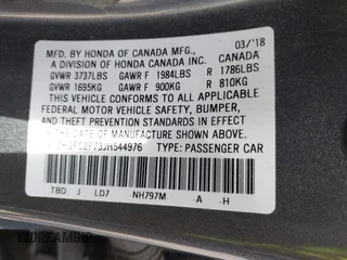 2018 Honda Civic EX с VIN 2HGFC2F73JH544976, выставлен на аукционе IAAI как лот 42023492 с пробегом 127 324 миль миль и . История ставок и продаж доступна на DreamBid. Изображение 9.