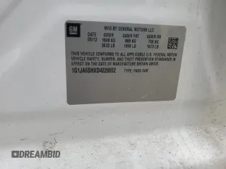 2013 Chevrolet Sonic LS z VIN 1G1JA6SHXD4228652, wystawiony jako Copart lot #48116655 z przebiegiem 170 306 mil mil oraz Szkoda całkowita • Salvage title. Historia ofert i sprzedaży dostępna na DreamBid. Obrazek 14.