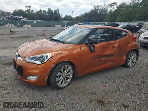 2013 Hyundai Veloster w/Red Int with VIN KMHTC6AD5DU094010, listed as a Copart auction lot 58048795 with 90,455 mi miles and Salvage title. Bid and sale history available at DreamBid. Image 1.