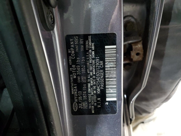 2013 Hyundai Accent GL with VIN KMHCT5AE6DU129091, listed as a Copart auction lot 52282095 with 203,493 mi miles and Salvage Title. Bid and sale history available at carsss.com. Image 13.