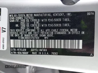 2014 Toyota Venza XLE z VIN 4T3BK3BBXEU107949, wystawiony jako IAAI lot #41988138 z przebiegiem 156 502 mil mil oraz . Historia ofert i sprzedaży dostępna na DreamBid. Obrazek 9.