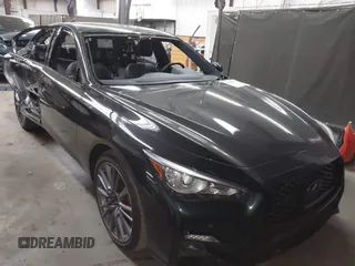 2024 Infiniti Q50 Red Sport 400 with VIN JN1FV7DP4RM660305, listed as a IAAI auction lot 41829269 with 9,943 mi miles and . Bid and sale history available at DreamBid. Image 1.