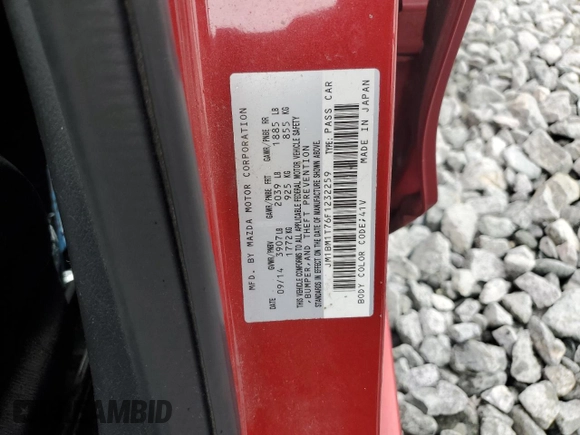 2015 Mazda 3 i SV with VIN JM1BM1T76F1232259, listed as a Copart auction lot 52756435 with 106,336 mi miles and Salvage Title. Bid and sale history available at DreamBid. Image 14.