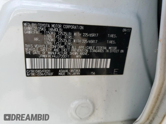 2018 Toyota RAV4 LE with VIN JTMBFREV4JJ720011, listed as a Copart auction lot 54916955 with 135,717 mi miles and Salvage Title. Bid and sale history available at carsss.com. Image 13.