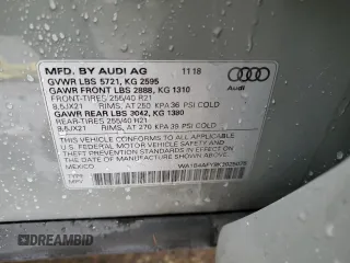 2019 Audi SQ5 Premium Plus with VIN WA1B4AFY9K2025075, listed as a Copart auction lot 49152064 with 71,288 mi miles and . Bid and sale history available at DreamBid. Image 12.