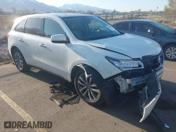 2016 Acura MDX w/Tech with VIN 5FRYD4H49GB045079, listed as a IAAI auction lot 41968901 with 113,577 mi miles. Bid and sale history available at carsss.com. Image 1.