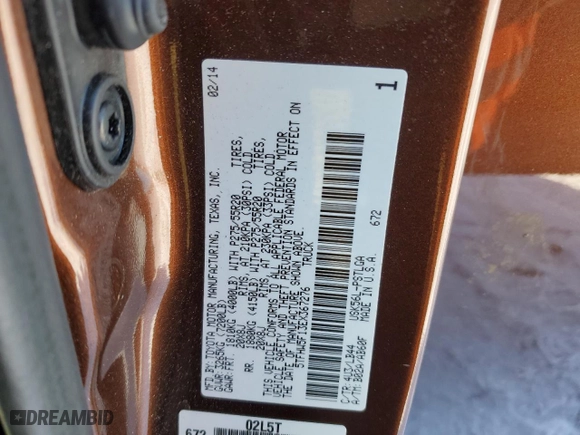 2014 Toyota Tundra 4WD Truck LTD with VIN 5TFHW5F13EX367276, listed as a Copart auction lot 45192595 with 48,698 mi miles and Salvage Title. Bid and sale history available at carsss.com. Image 13.