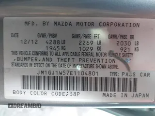2014 Mazda 6 i Grand Touring with VIN JM1GJ1W57E1104801, listed as a IAAI auction lot 42060144 with 95,212 mi miles. Bid and sale history available at carsss.com. Image 9.
