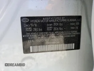 2017 Hyundai Elantra SE with VIN 5NPD74LF5HH174715, listed as a Copart auction lot 56052045 with 184,036 mi miles and Clean Title. Bid and sale history available at DreamBid. Image 12.