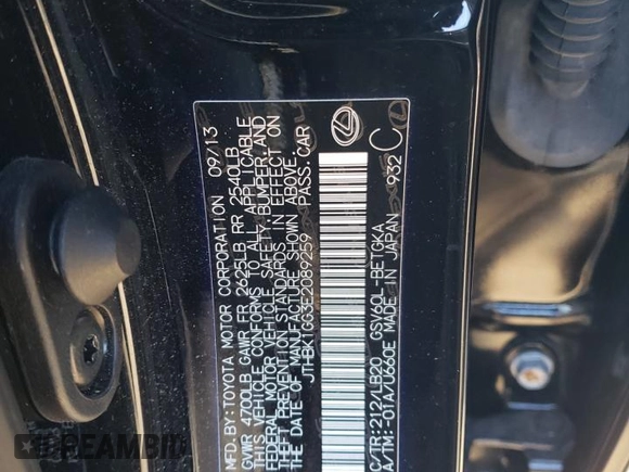2014 Lexus ES 350 with VIN JTHBK1GG3E2089259, listed as a Copart auction lot 50494175 with 21,174 mi miles and Salvage Title. Bid and sale history available at carsss.com. Image 12.
