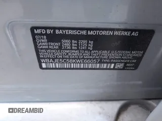 2019 BMW 5 Series 540i with VIN WBAJE5C58KWE66057, listed as a IAAI auction lot 41721886 with 119,712 mi miles and . Bid and sale history available at DreamBid. Image 9.