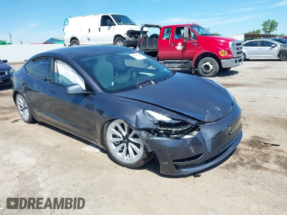 2023 Tesla Model 3 with VIN 5YJ3E1EAXPF617388, listed as a IAAI auction lot 42218748 with Not provided miles and . Bid and sale history available at DreamBid. Image 1.