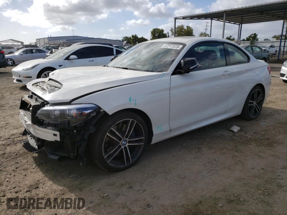 2021 BMW 2 Series M240i with VIN WBA2J5C05M7G54648, listed as a Copart auction lot 46071113 with 18,053 mi miles. Bid and sale history available at carsss.com. Image 1.