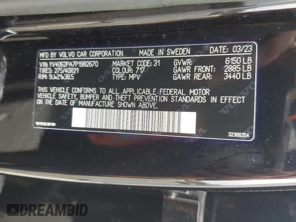 2023 Volvo XC90 Ultimate with VIN YV4062PA7P1982670, listed as a Copart auction lot 43062435 with 0 mi miles and Salvage Title. Bid and sale history available at carsss.com. Image 13.