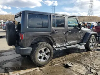 2017 Jeep Wrangler Unlimited Sahara with VIN 1C4HJWEG4HL615069, listed as a Copart auction lot 46480225 with 104,723 mi miles and Salvage title. Bid and sale history available at DreamBid. Image 3.