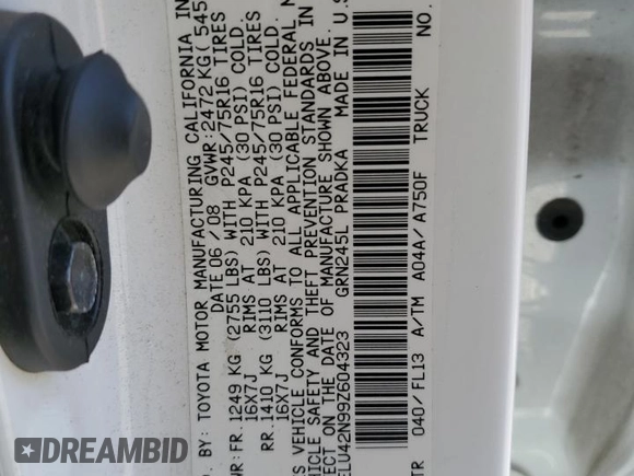 2009 Toyota Tacoma with VIN 5TELU42N99Z604323, listed as a Copart auction lot 49688075 with Not Provided miles and Salvage Title. Bid and sale history available at DreamBid. Image 14.